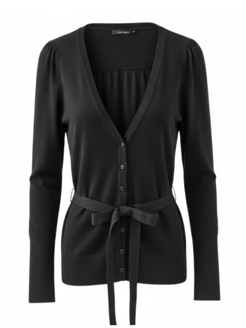 H&M Black Button Down Tie Waist Long Sleeve Cardigan Sweater Size XS